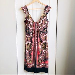 Paisley Print Sleeveless Midi Cocktail Dress 🧡
